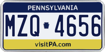PA license plate MZQ4656