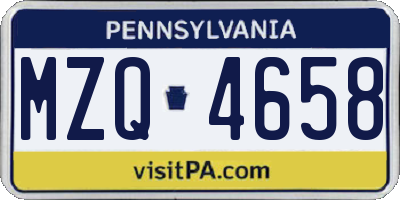 PA license plate MZQ4658