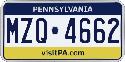 PA license plate MZQ4662
