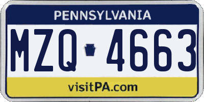 PA license plate MZQ4663