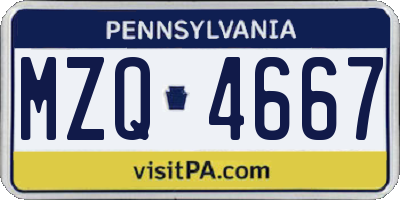 PA license plate MZQ4667