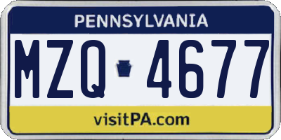 PA license plate MZQ4677