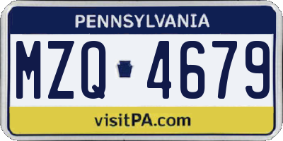 PA license plate MZQ4679