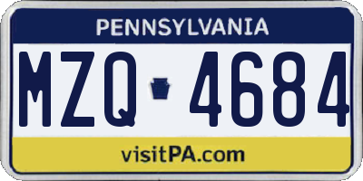 PA license plate MZQ4684