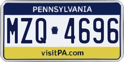 PA license plate MZQ4696