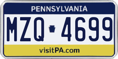 PA license plate MZQ4699