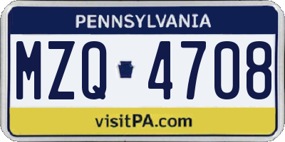 PA license plate MZQ4708