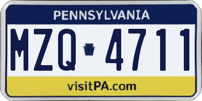 PA license plate MZQ4711