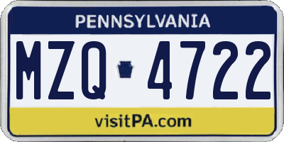PA license plate MZQ4722