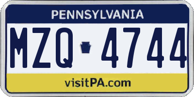 PA license plate MZQ4744