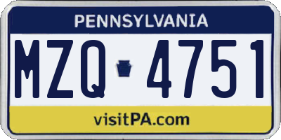 PA license plate MZQ4751