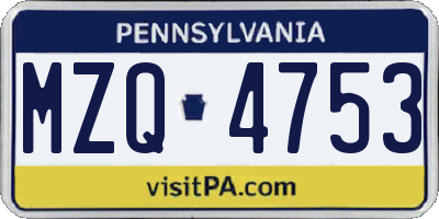 PA license plate MZQ4753