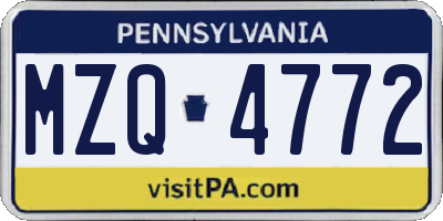 PA license plate MZQ4772