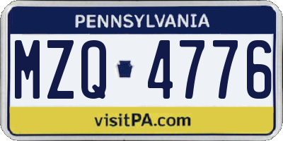 PA license plate MZQ4776