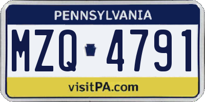 PA license plate MZQ4791