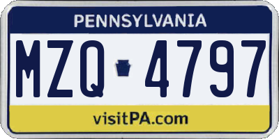 PA license plate MZQ4797