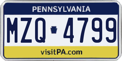 PA license plate MZQ4799
