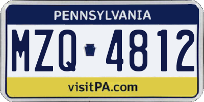 PA license plate MZQ4812