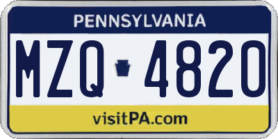 PA license plate MZQ4820