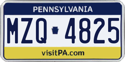 PA license plate MZQ4825
