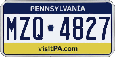 PA license plate MZQ4827