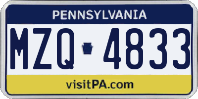 PA license plate MZQ4833