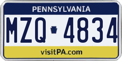 PA license plate MZQ4834