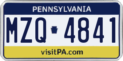 PA license plate MZQ4841