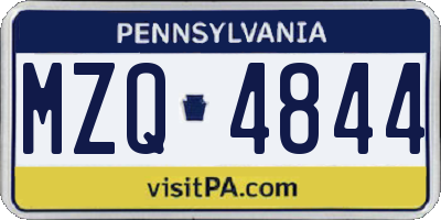 PA license plate MZQ4844