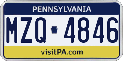 PA license plate MZQ4846