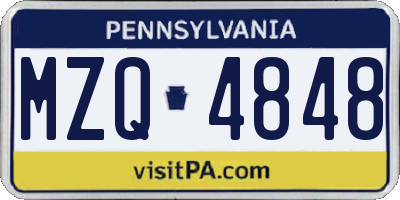 PA license plate MZQ4848
