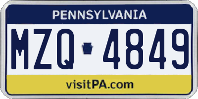 PA license plate MZQ4849