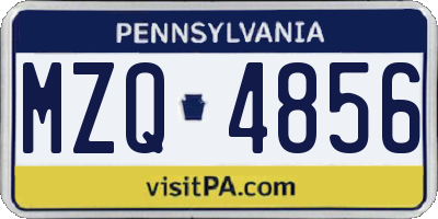 PA license plate MZQ4856
