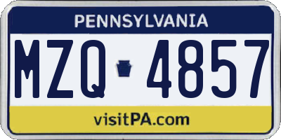 PA license plate MZQ4857