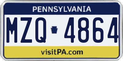 PA license plate MZQ4864