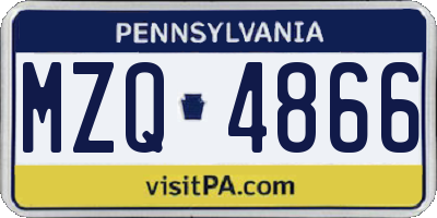 PA license plate MZQ4866