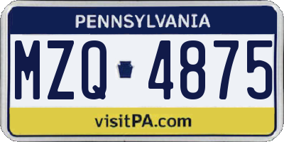 PA license plate MZQ4875