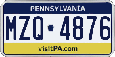 PA license plate MZQ4876