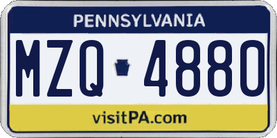 PA license plate MZQ4880