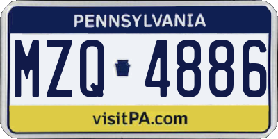PA license plate MZQ4886
