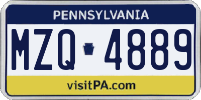 PA license plate MZQ4889