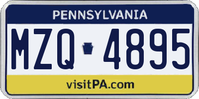 PA license plate MZQ4895