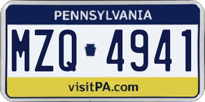 PA license plate MZQ4941