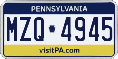 PA license plate MZQ4945