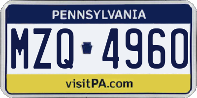 PA license plate MZQ4960