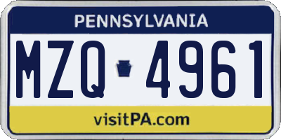 PA license plate MZQ4961