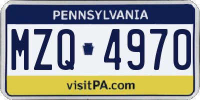 PA license plate MZQ4970