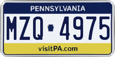 PA license plate MZQ4975