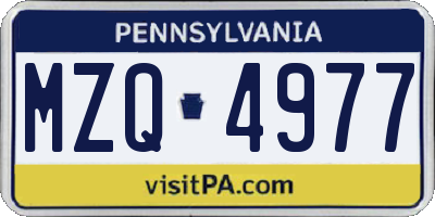 PA license plate MZQ4977