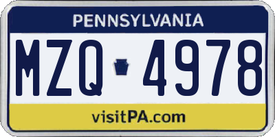 PA license plate MZQ4978